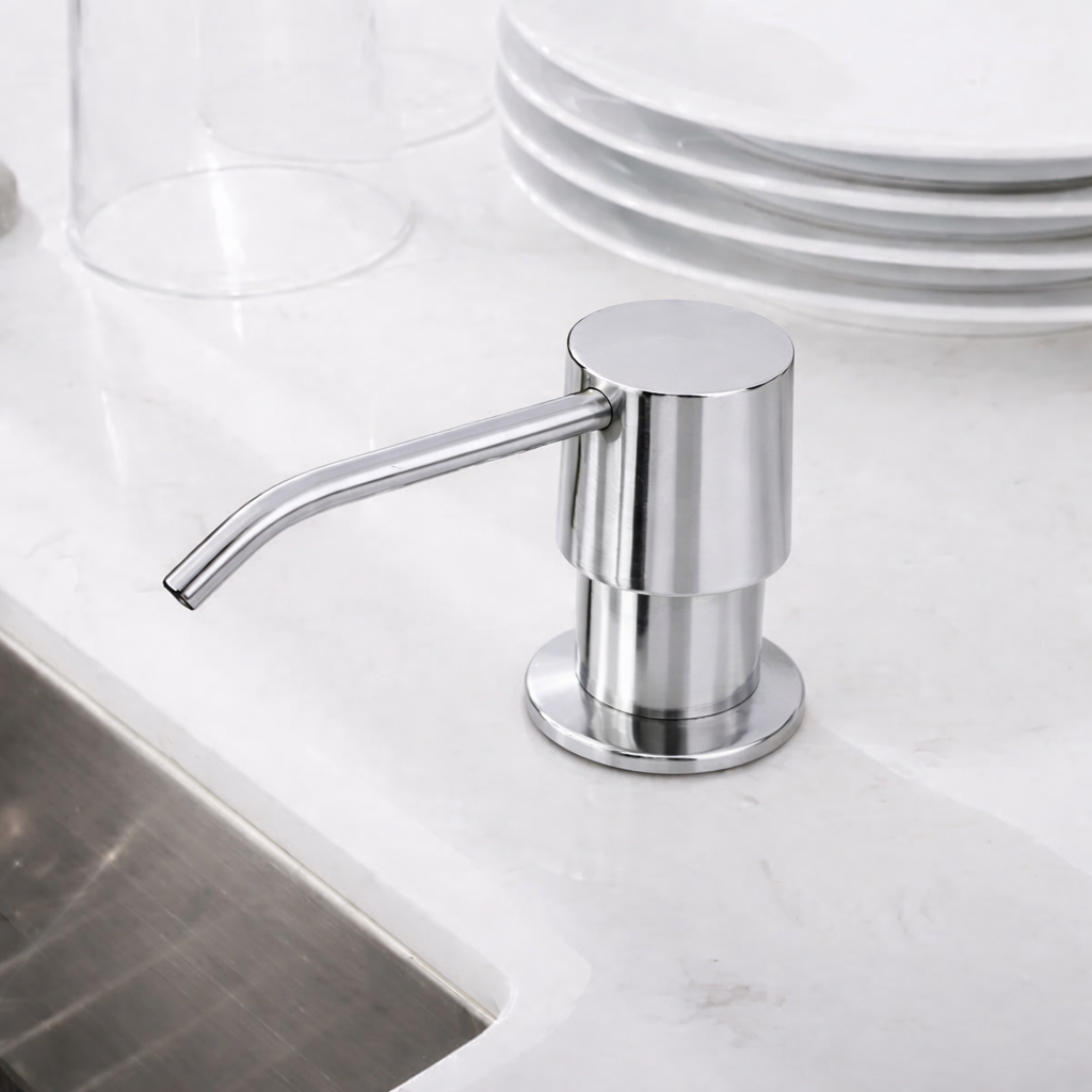 MAX Faucets | Chrome Soap and Lotion Dispenser – 360° Swivel, Refillable, 17oz Capacity MP-12122-C