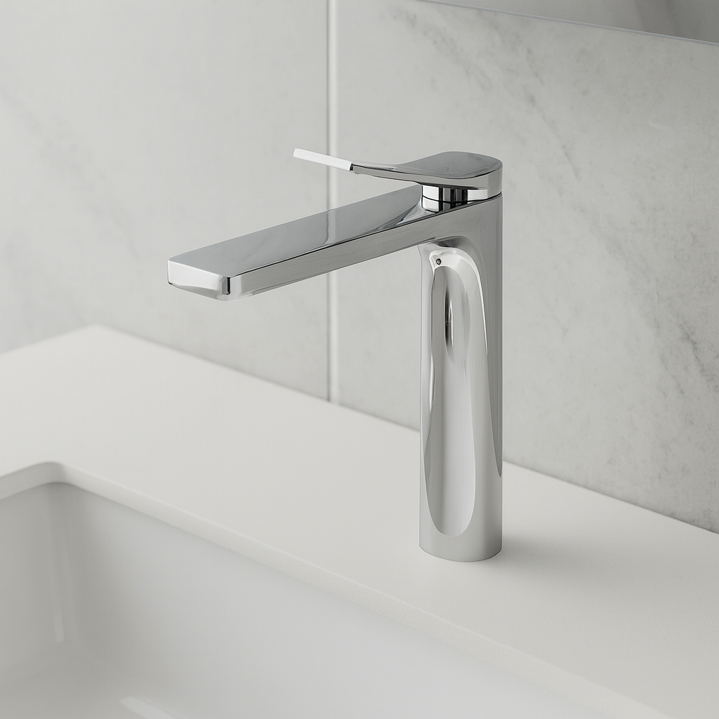 MAX Faucets | Long Spout Elegance Vessel Sink Bathroom Faucet – Chrome Finish WM-1916V-C