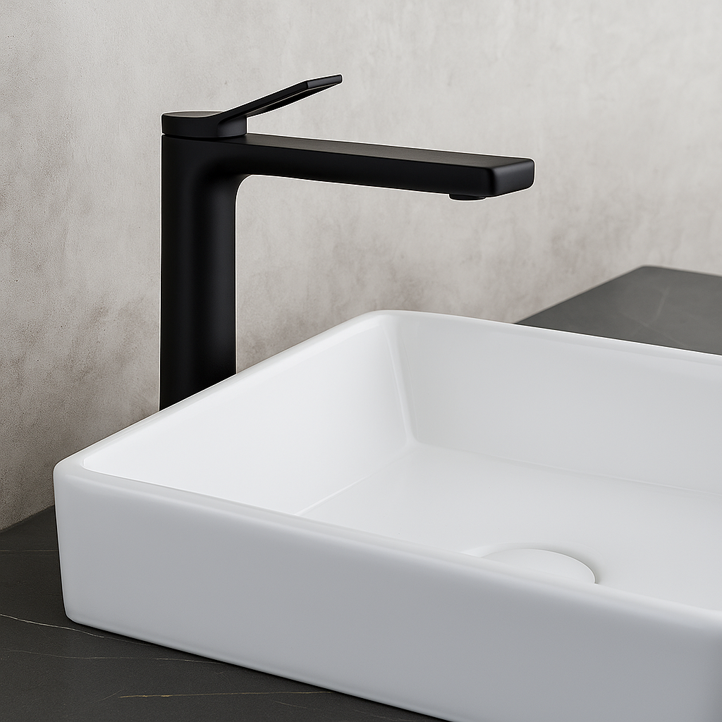 MAX Faucets | Long Spout Vessel Sink Bathroom Faucet 10" – Matte Black WM-1916V-MB