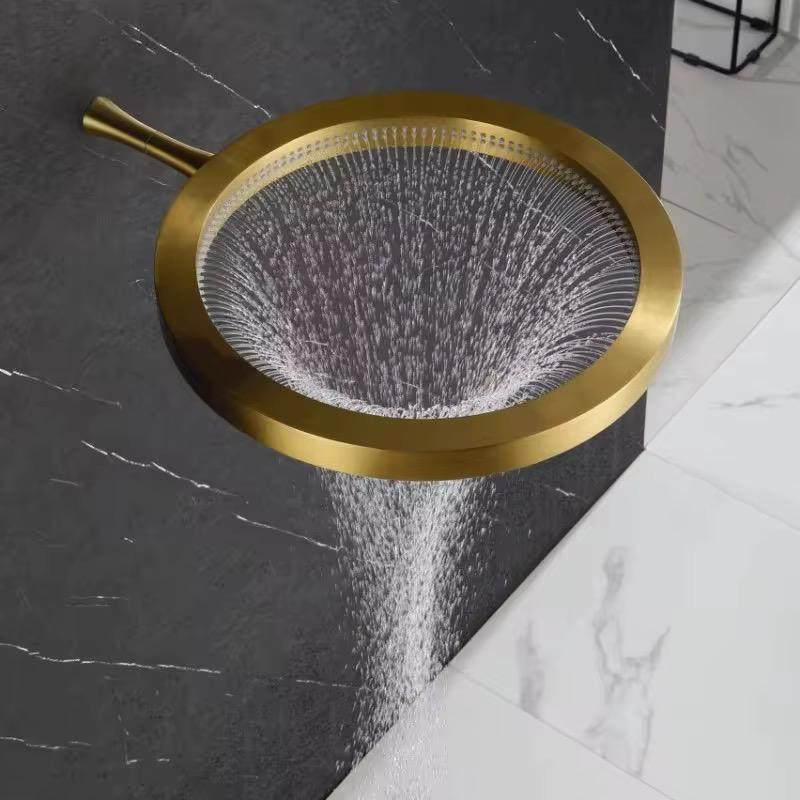 MAX Faucets Luxury  16" Round Waterfall Shower Head  Brushed Gold Finish