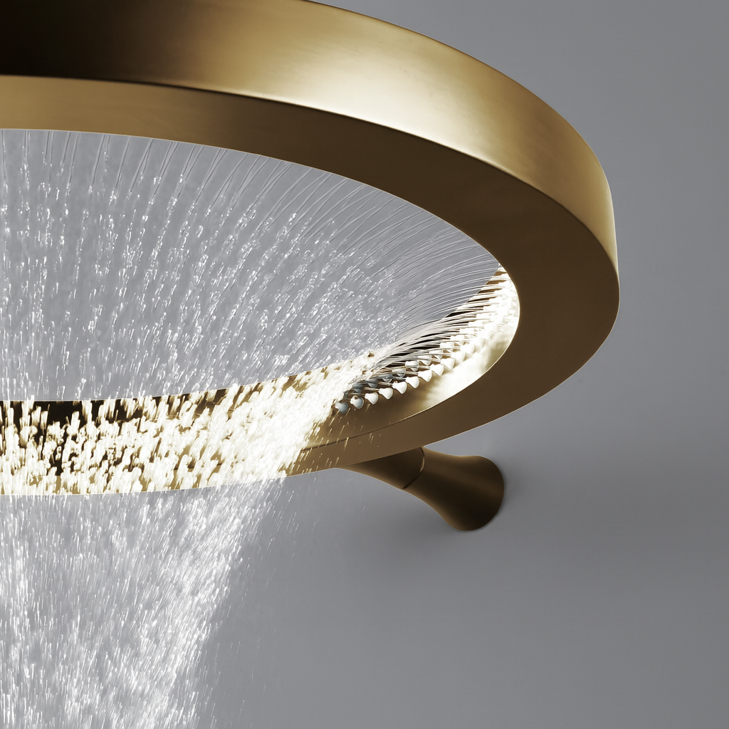 MAX Faucets Luxury  16" Round Waterfall Shower Head  Brushed Gold Finish