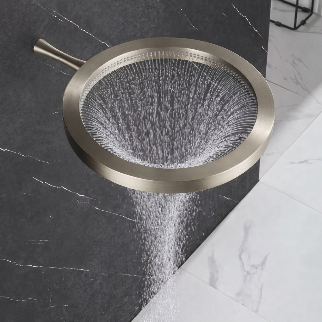 MAX Faucets Luxury 16" Round Waterfall Shower Head Brushed Nickel Finish 

