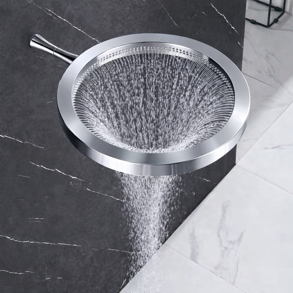 MAX Faucets Luxury Round Shower Head, Chrome
