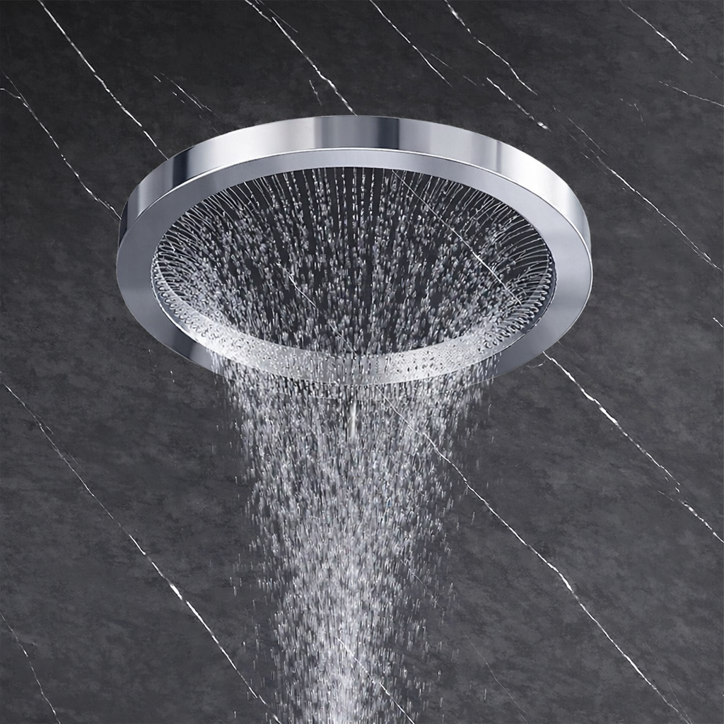 MAX Faucets Luxury Round Shower Head, Chrome
