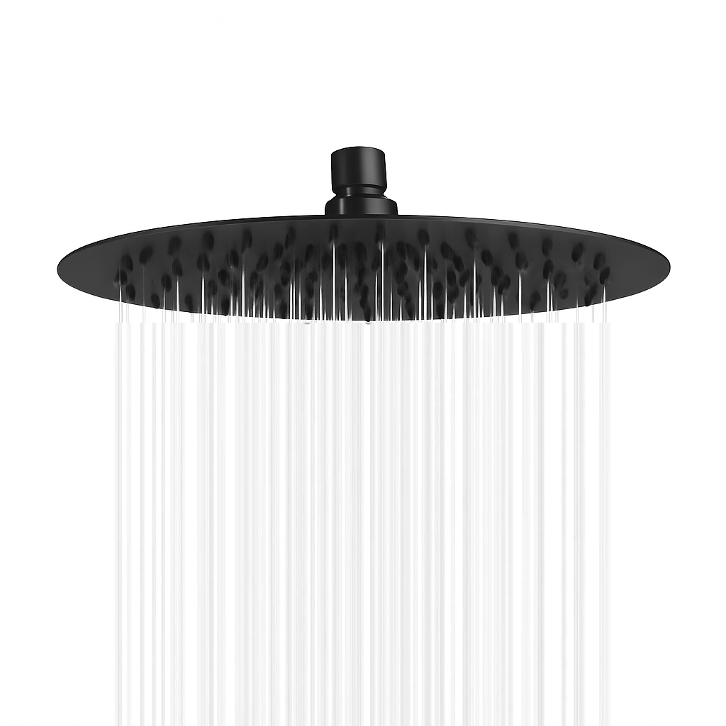 MAX Faucets Matte Black Round Shower Head – Ultra-Thin 10" YM-133R-MB