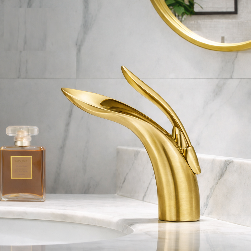 MAX Faucets | Modern Single Handle Bathroom Faucet – MAX Faucets | Modern Single Handle Bathroom Faucet – Brushed Gold Finish Brushed Gold Finish