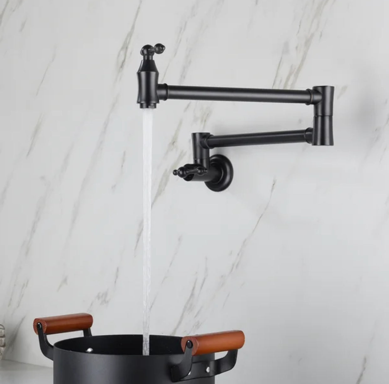 Pot Filler Faucet Double Handle Traditional Wall Mounted 27" With Accessories Matte Black Finish
SKU: PF-2004-MB