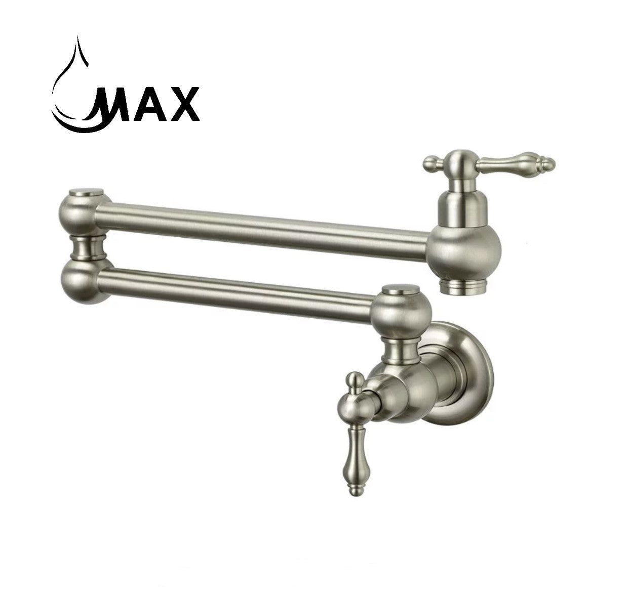 Pot Filler Faucet Double Handle Traditional Wall Mounted With Accessories 22" Brushed Nickel Finish
SKU: PF-2008-BN