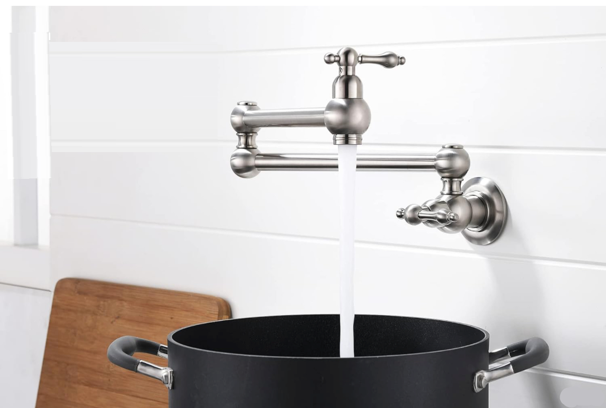 Pot Filler Faucet Double Handle Traditional Wall Mounted With Accessories 22" Brushed Nickel Finish
SKU: PF-2008-BN