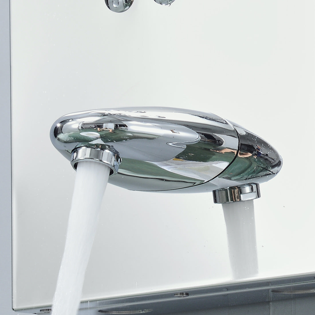 MAX Faucets | Rainfall Shower Panel System with 2 Massage Jets, Handheld, and Spout – Brushed Nickel Finish