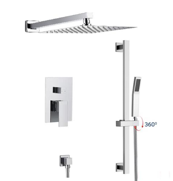 MAX Faucets | Shower System Two Functions Hand-Held Slide Bar With Pressure Balance Valve Chrome Finish YM-MW9229H-C