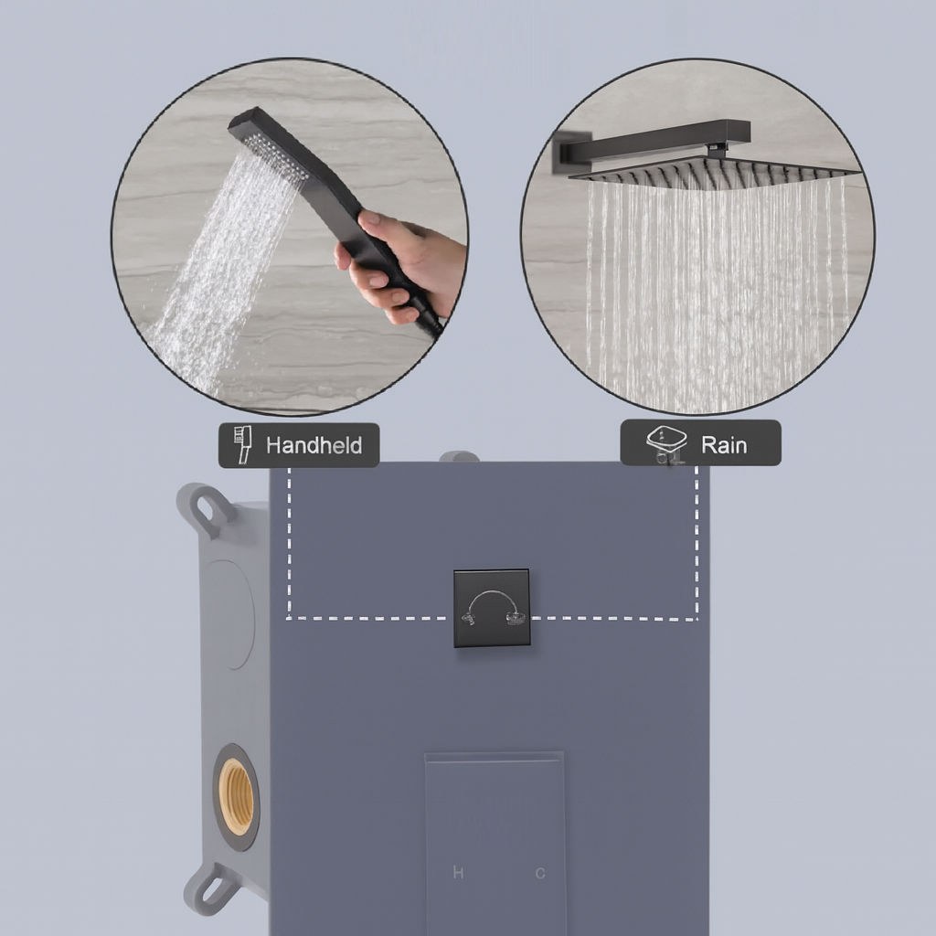 MAX Faucets | Shower Valve Two Function Pressure Balance Valve Matte Black Finish YM-MW9229H-MB