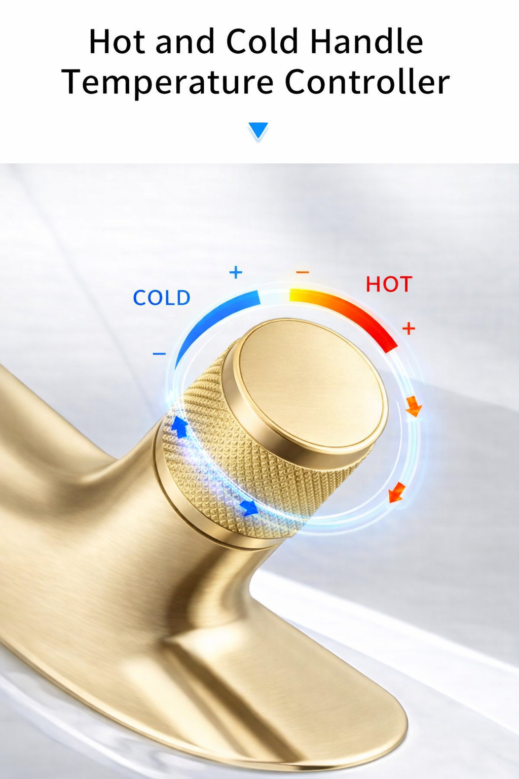 MAX Faucets® Side Knob Waterfall Bathroom Faucet – Brushed Gold Contemporary Design