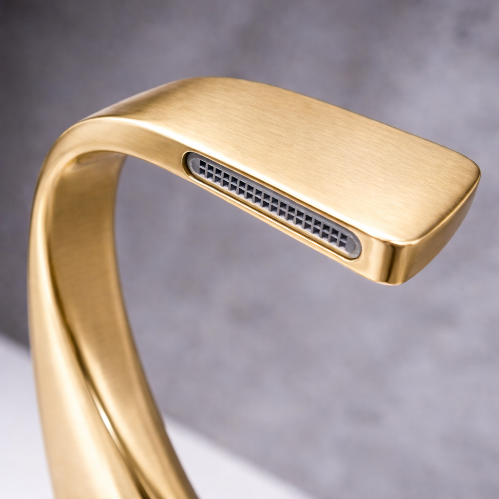 MAX Faucets® Side Knob Waterfall Bathroom Faucet – Brushed Gold Contemporary Design