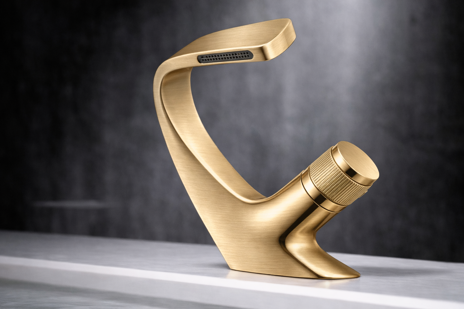 MAX Faucets® Side Knob Waterfall Bathroom Faucet – Brushed Gold Contemporary Design
