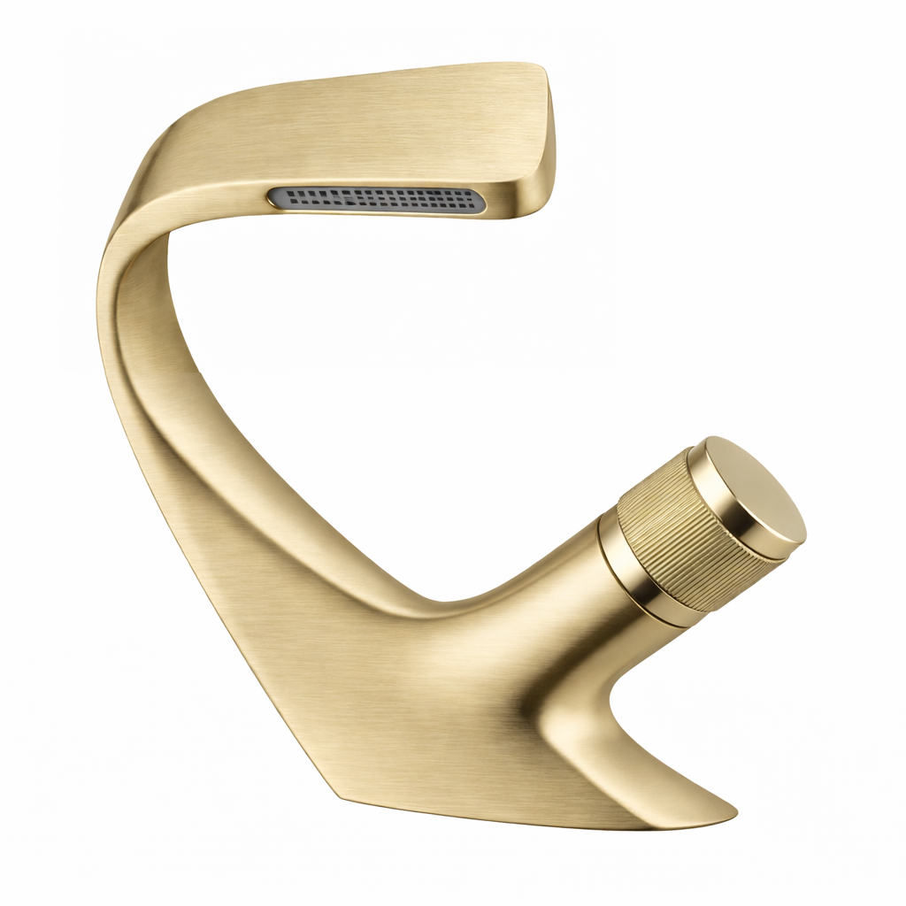 MAX Faucets® Side Knob Waterfall Bathroom Faucet – Brushed Gold Contemporary Design
