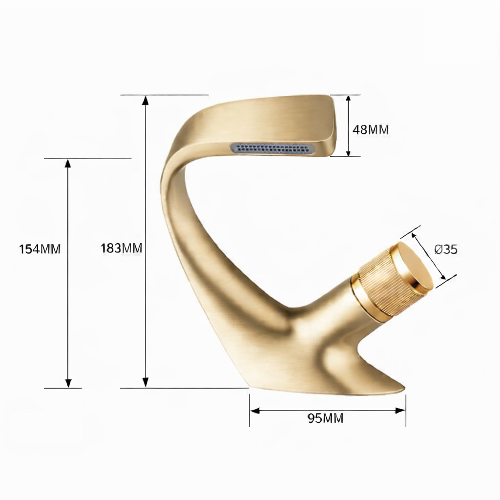 MAX Faucets® Side Knob Waterfall Bathroom Faucet – Brushed Gold Contemporary Design size