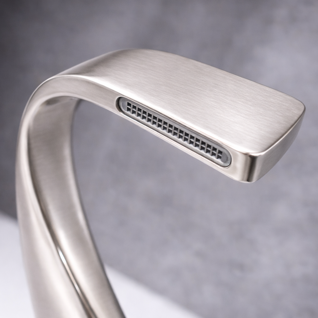 MAX Faucets® Side Knob Waterfall Bathroom Faucet – Brushed Nickel Contemporary Design