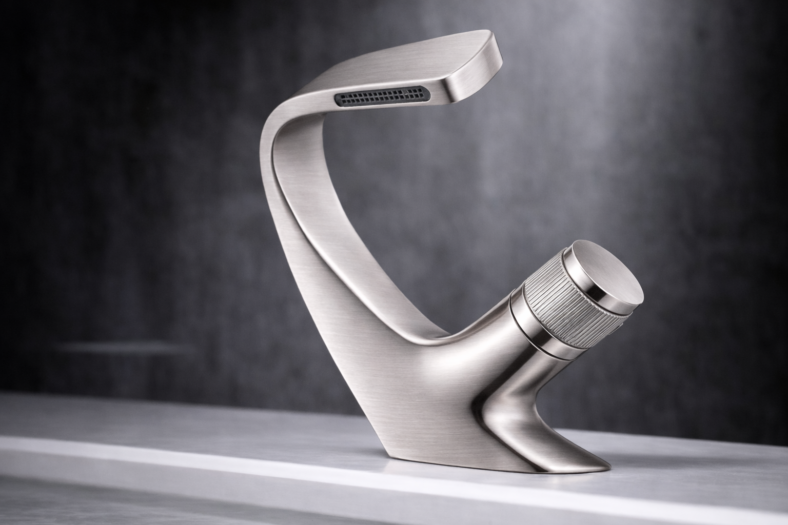 MAX Faucets® Side Knob Waterfall Bathroom Faucet – Brushed Nickel Contemporary Design