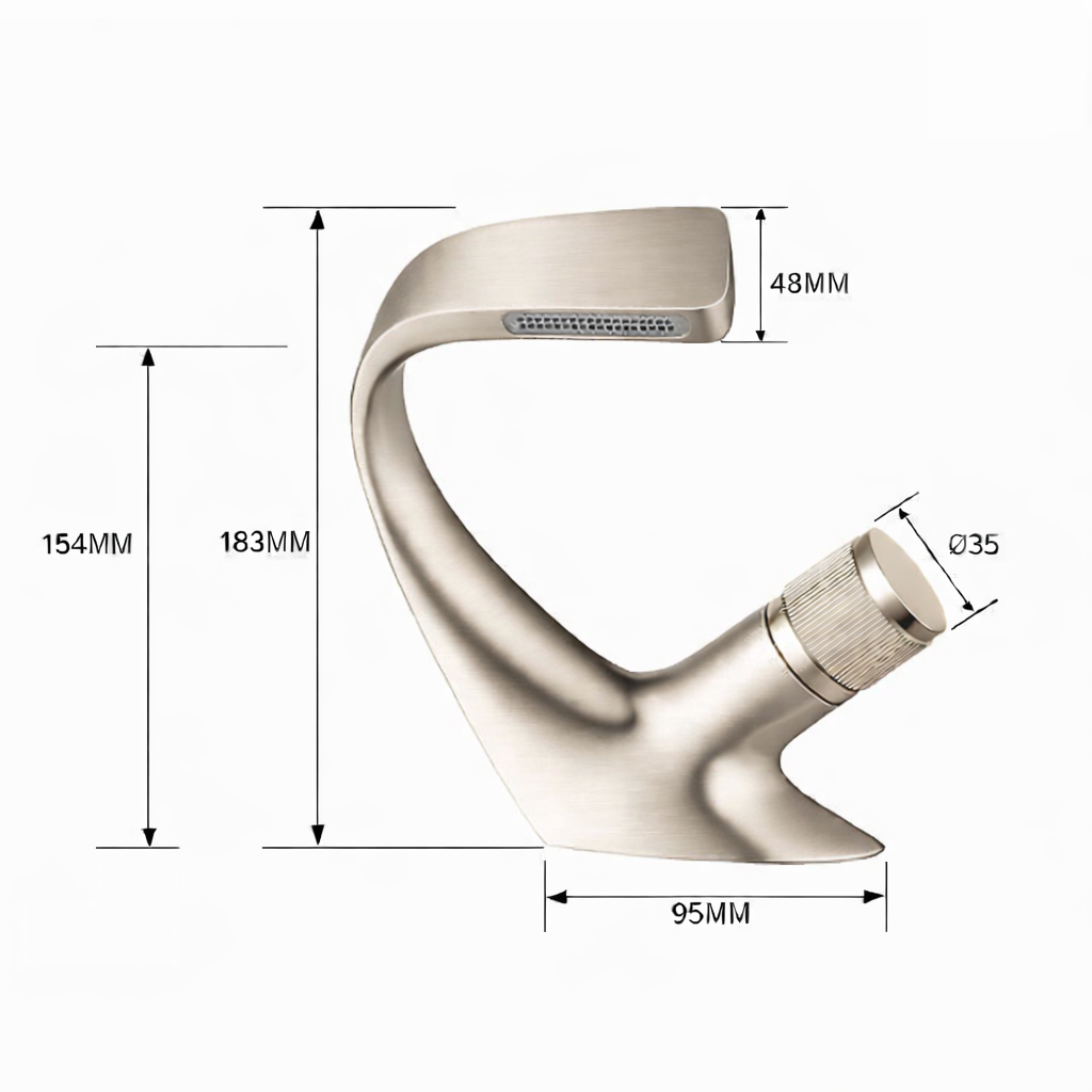 MAX Faucets® Side Knob Waterfall Bathroom Faucet – Brushed Nickel Contemporary Design size