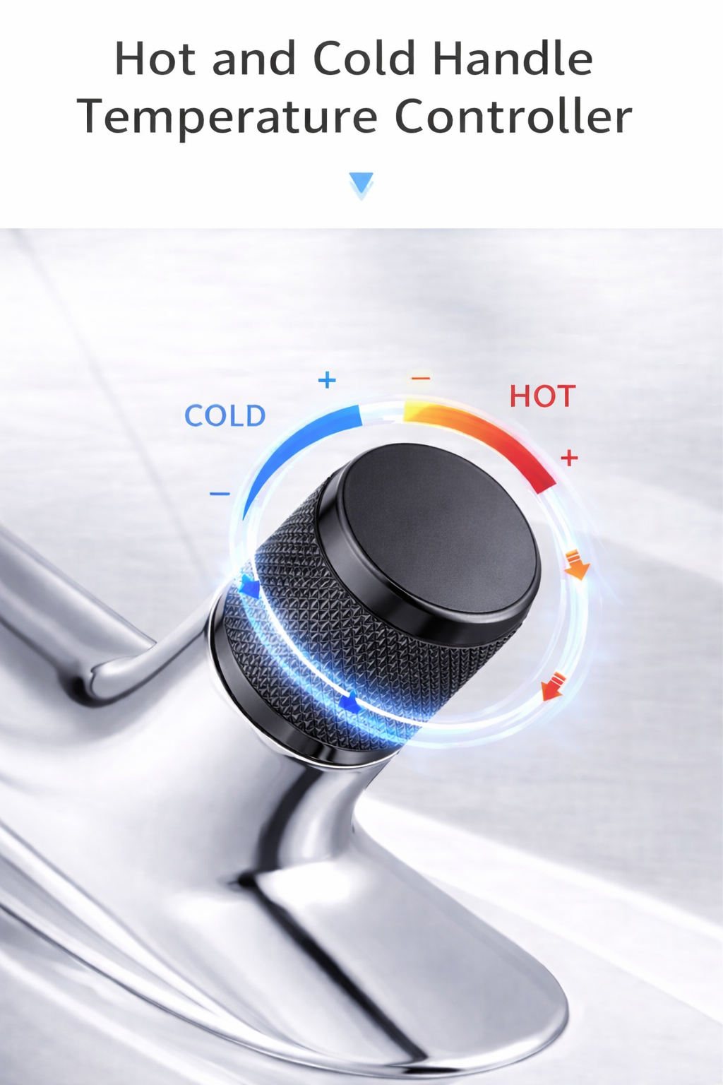 MAX Faucets® Side Knob Waterfall Bathroom Faucet – Chrome Body with Matte Black Knob Contemporary Design