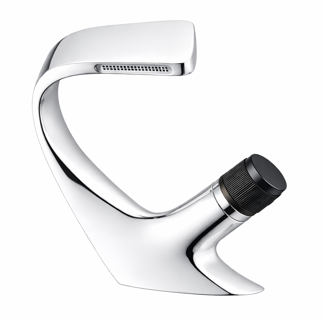 MAX Faucets® Side Knob Waterfall Bathroom Faucet – Chrome Body with Matte Black Knob Contemporary Design