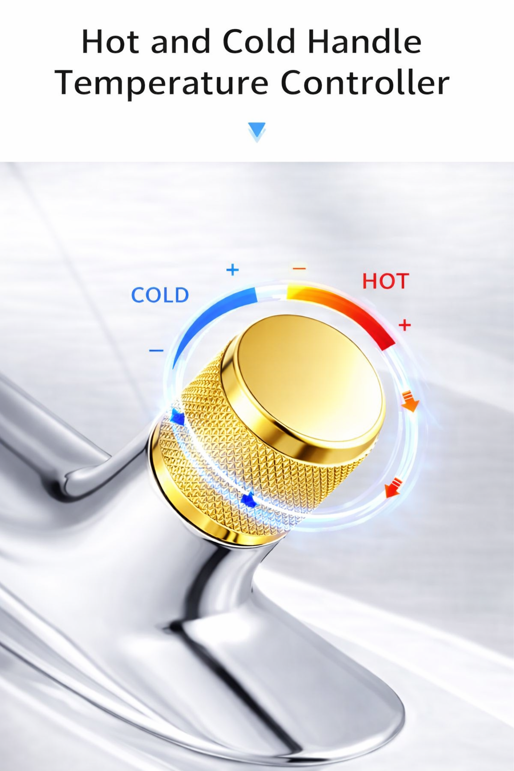 MAX Faucets® Side Knob Waterfall Bathroom Faucet – Chrome Body with Shiny Gold Knob Contemporary Design