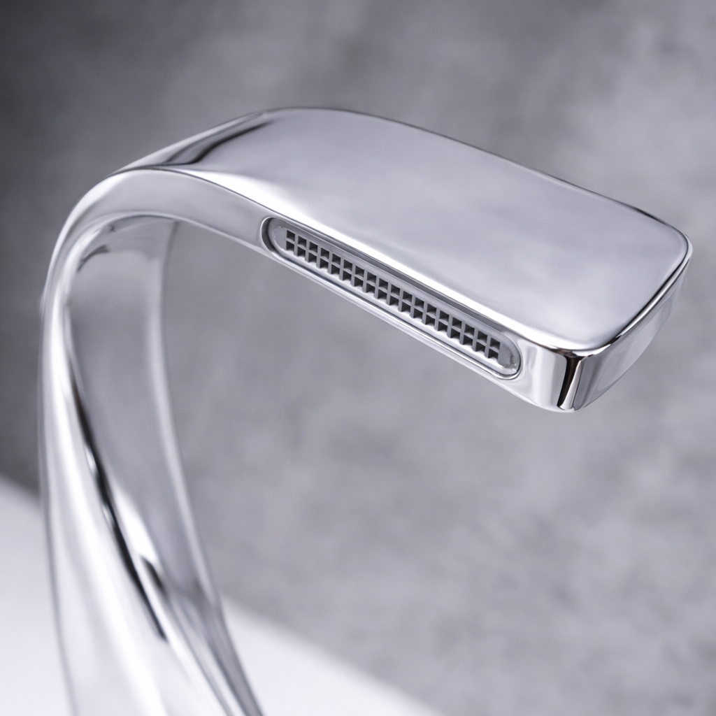 MAX Faucets® Side Knob Waterfall Bathroom Faucet – Chrome Body with Shiny Gold Knob Contemporary Design