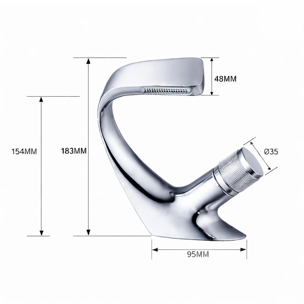 MAX Faucets® Side Knob Waterfall Bathroom Faucet – Chrome Contemporary Design size 