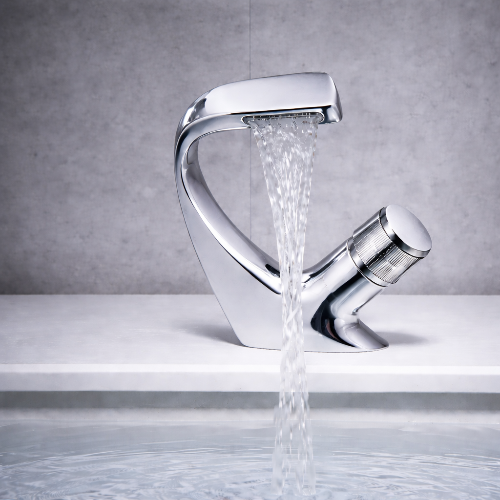 MAX Faucets® Side Knob Waterfall Bathroom Faucet – Chrome Contemporary Design