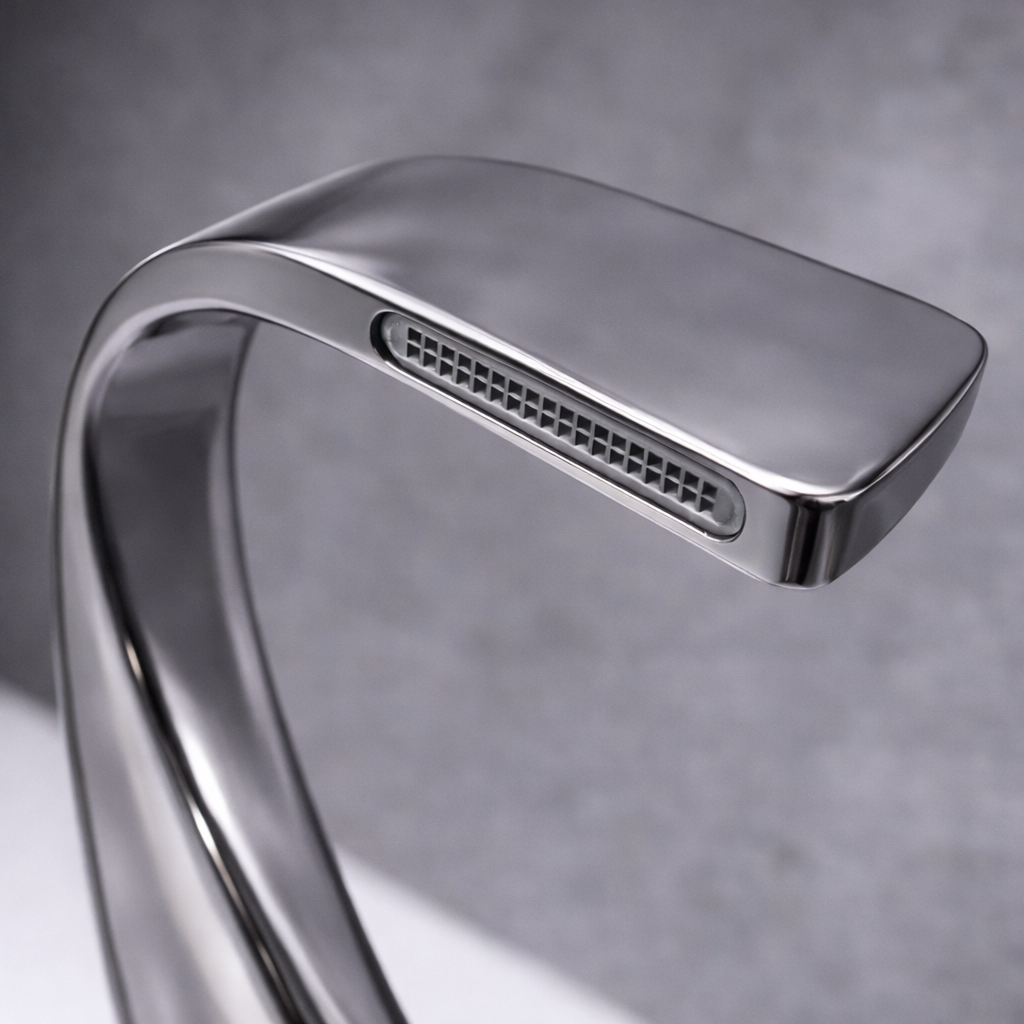 MAX Faucets® Side Knob Waterfall Bathroom Faucet – Gun Gray Contemporary Design