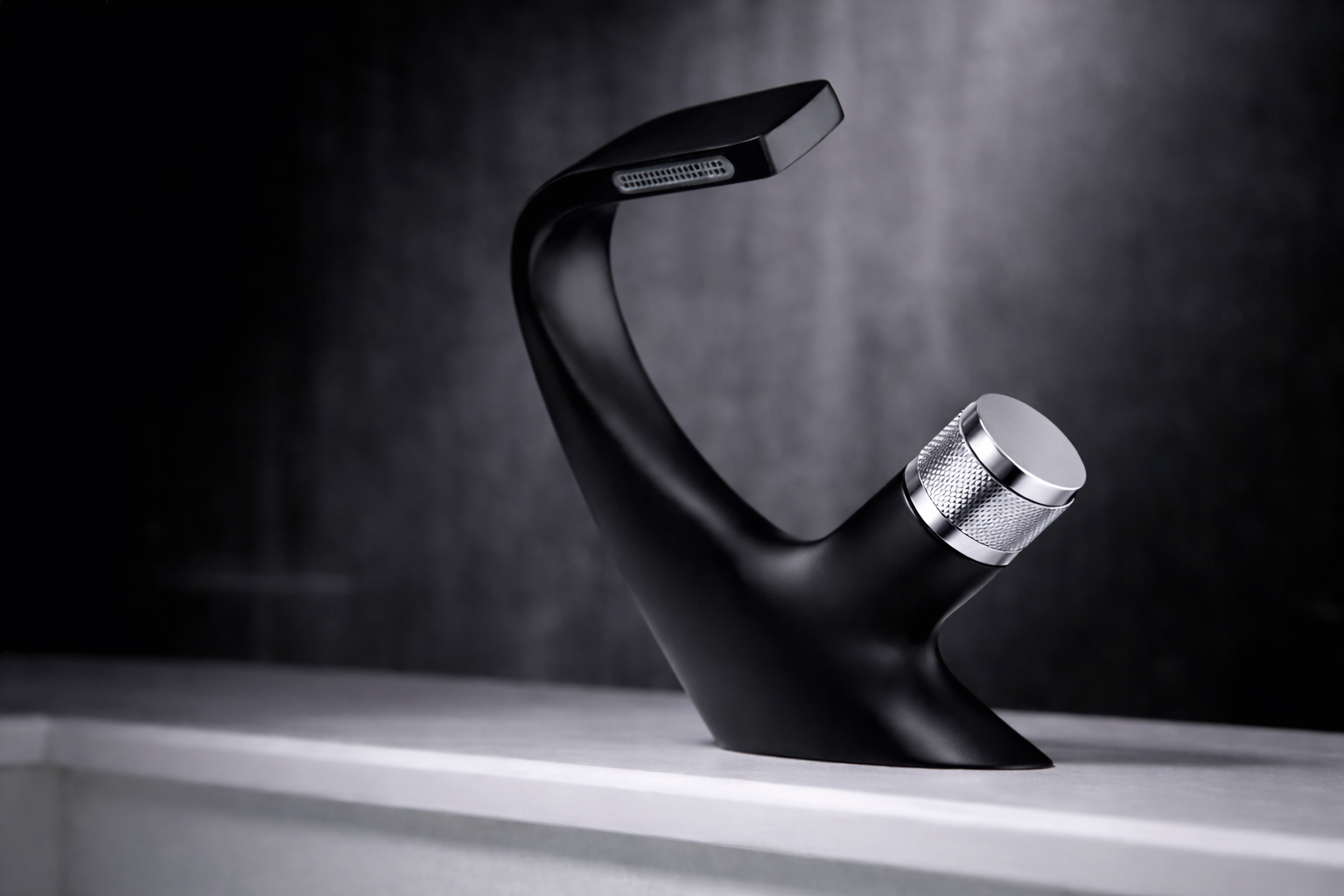 MAX Faucets® Side Knob Waterfall Bathroom Faucet – Matte Black with Chrome Knob