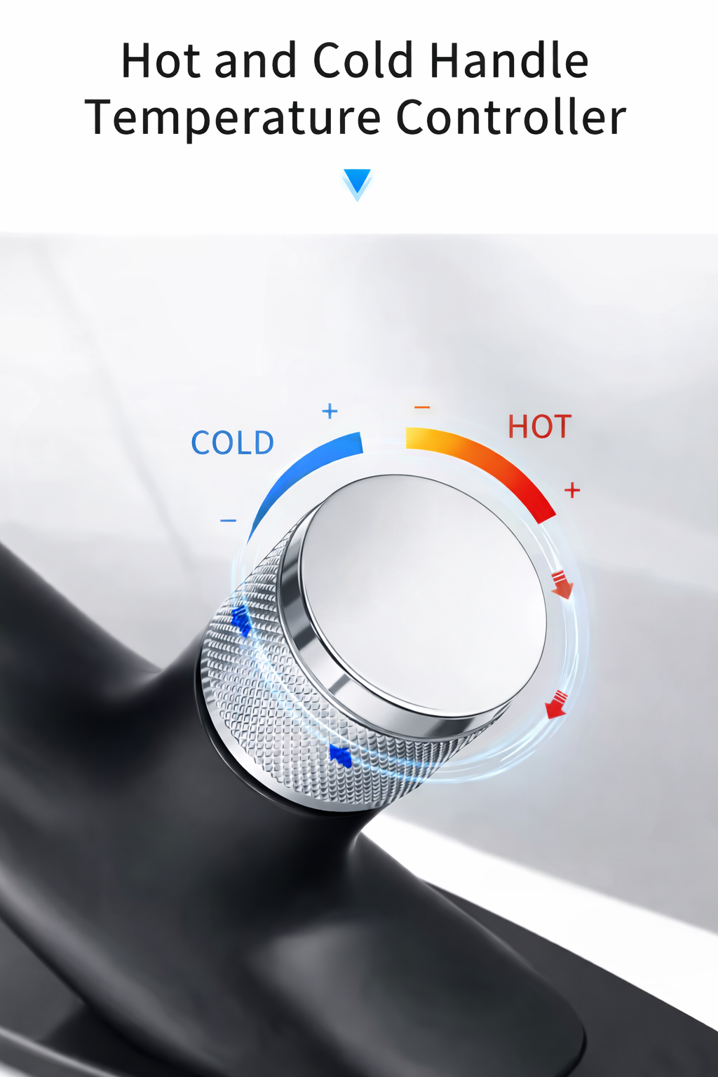 MAX Faucets® Side Knob Waterfall Bathroom Faucet – Matte Black with Chrome Knob