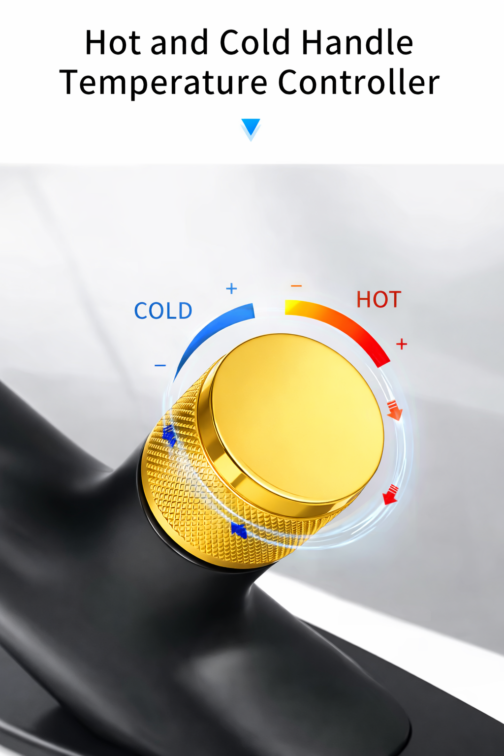 MAX Faucets® Side Knob Waterfall Bathroom Faucet – Matte Black with Shiny Gold Accent