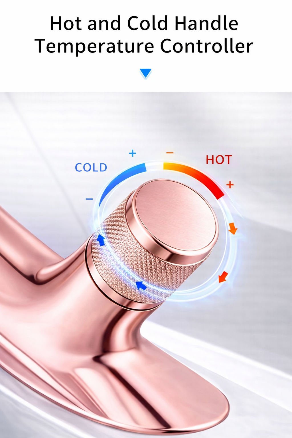 MAX Faucets® Side Knob Waterfall Bathroom Faucet – Rose Gold Contemporary Design