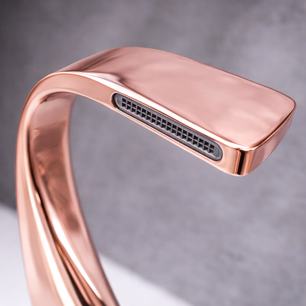 MAX Faucets® Side Knob Waterfall Bathroom Faucet – Rose Gold Contemporary Design