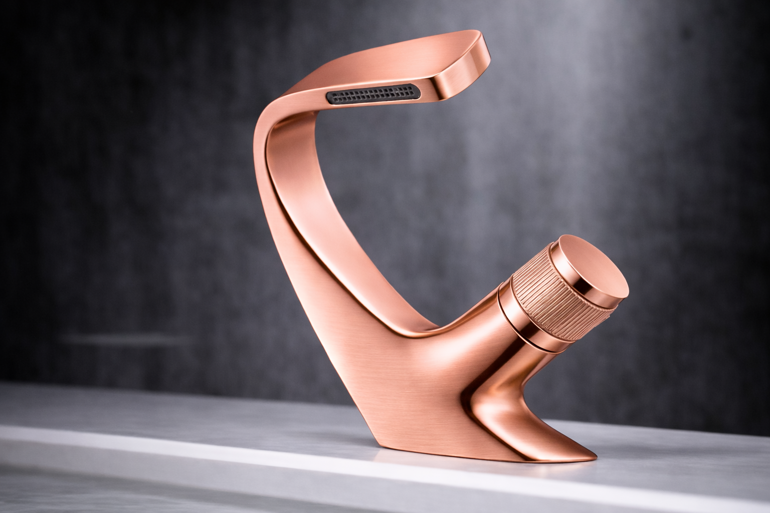 MAX Faucets® Side Knob Waterfall Bathroom Faucet – Rose Gold Contemporary Design