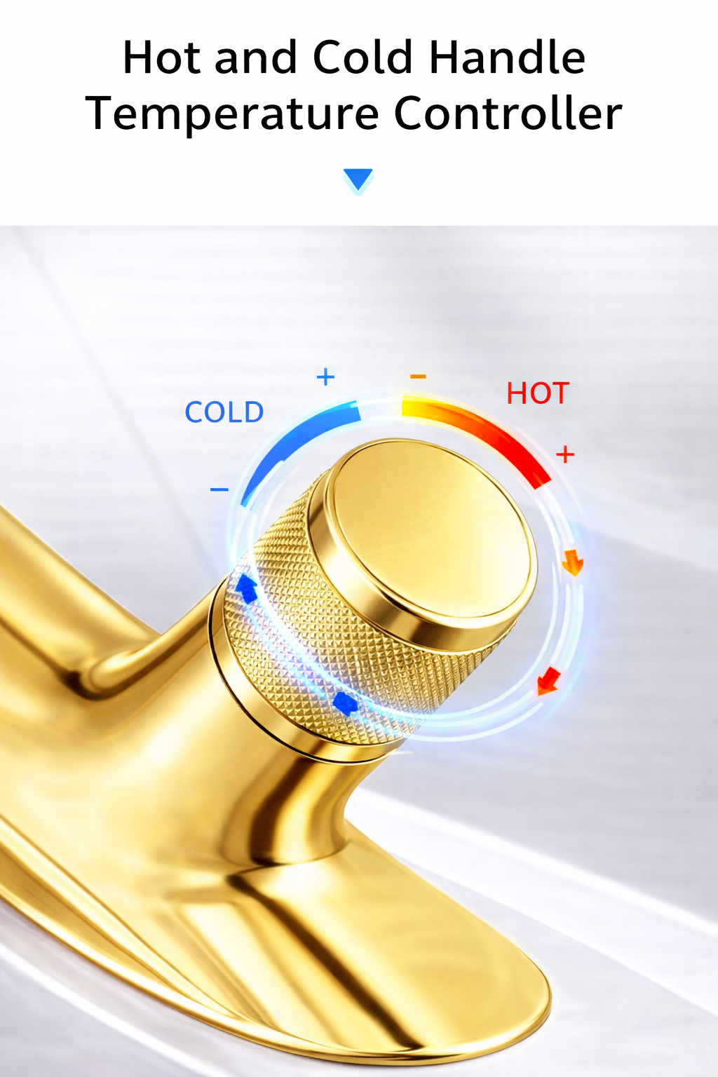 MAX Faucets® Side Knob Waterfall Bathroom Faucet – Shiny Gold Contemporary Design