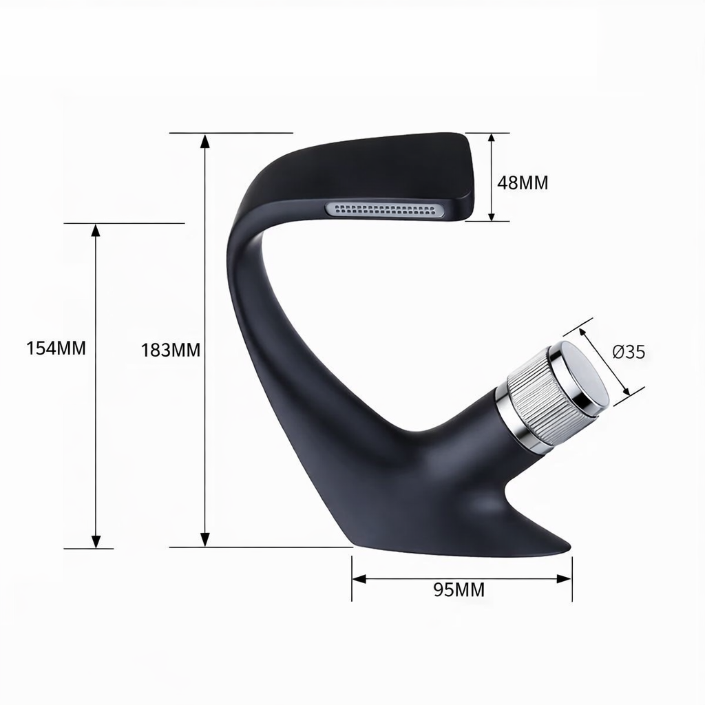 MAX Faucets® Side Knob Waterfall Bathroom Faucet –Size