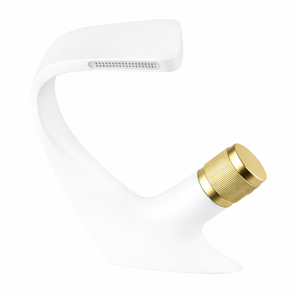 MAX Faucets® Side Knob Waterfall Bathroom Faucet – White Body with Shiny Gold Knob Contemporary Design