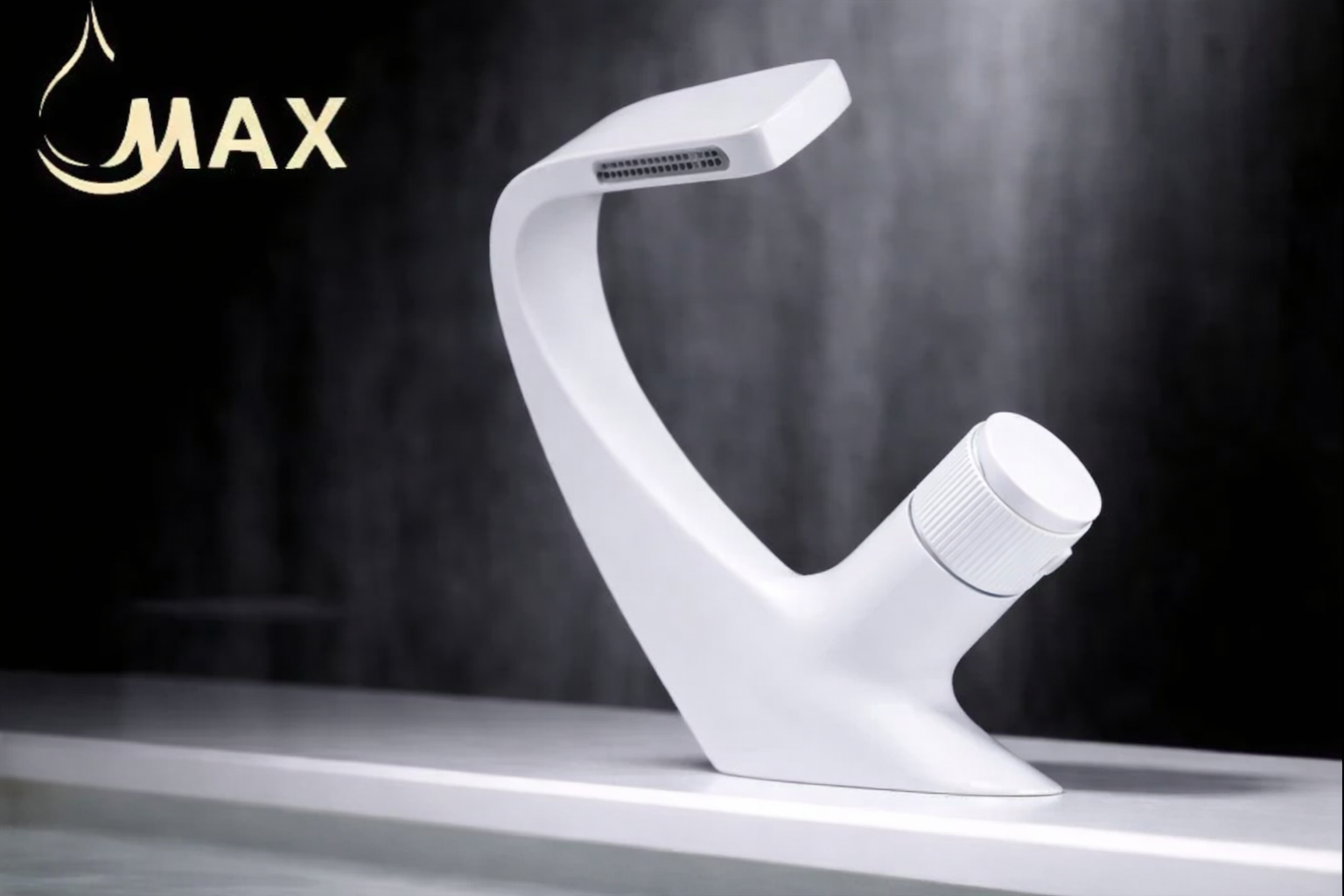 MAX Faucets® Side Knob Waterfall Bathroom Faucet – White Contemporary Design