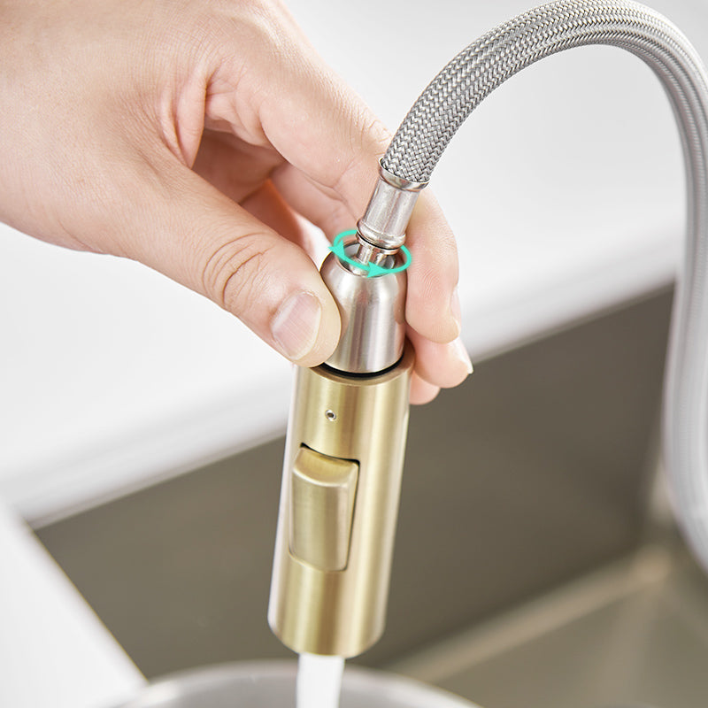 MAX Faucets Smart Touch kitchen faucet in brushed gold finish with movable nozzal 