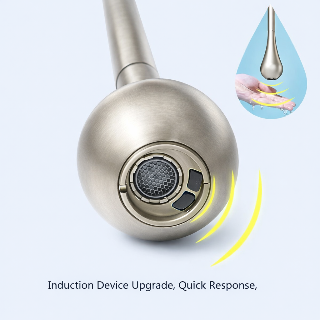 MAX Faucets Smart Touchless Ceiling-Mounted Bathroom Faucet – Brushed Nickel Finish