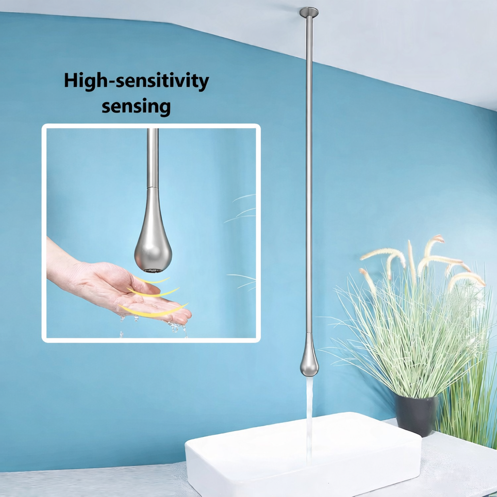 MAX Faucets Smart Touchless Ceiling-Mounted Bathroom Faucet – Brushed Nickel Finish
