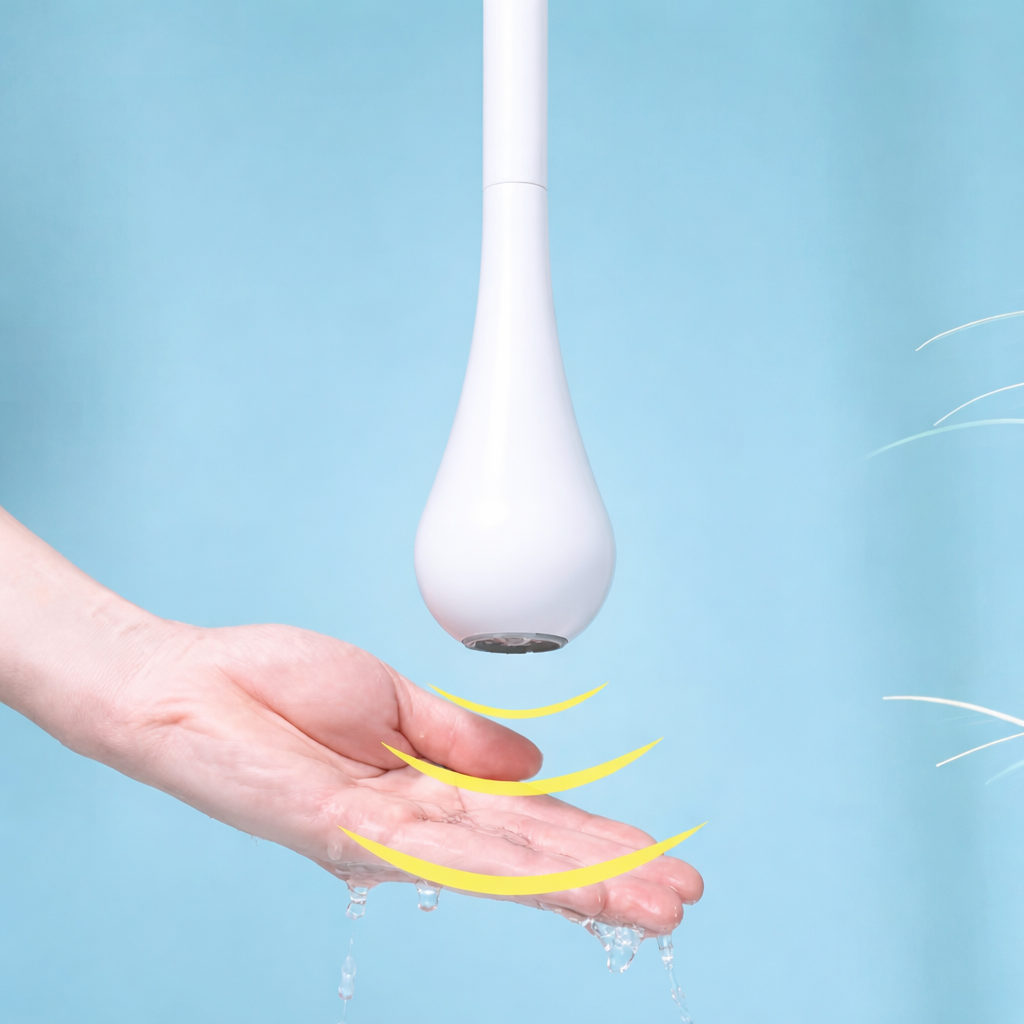 MAX Faucets | Smart Touchless Ceiling-Mounted Bathroom Faucet – White Finish