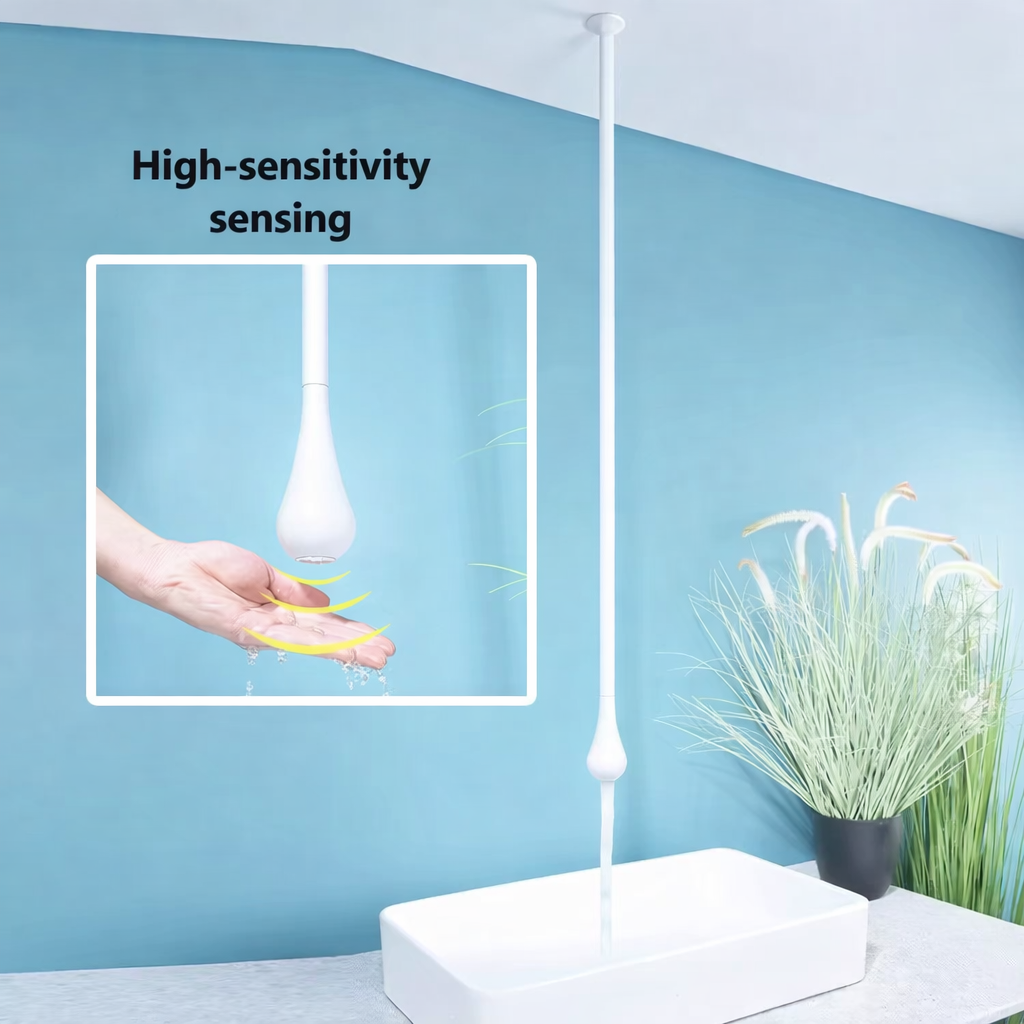 MAX Faucets | Smart Touchless Ceiling-Mounted Bathroom Faucet – White Finish