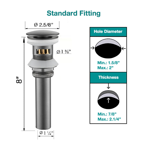 MAX Faucets | Solid Brass Pop-Up Bathroom Sink Drain Assembly Installation Guide – with Overflow and Hair Catcher OF-150021-GB