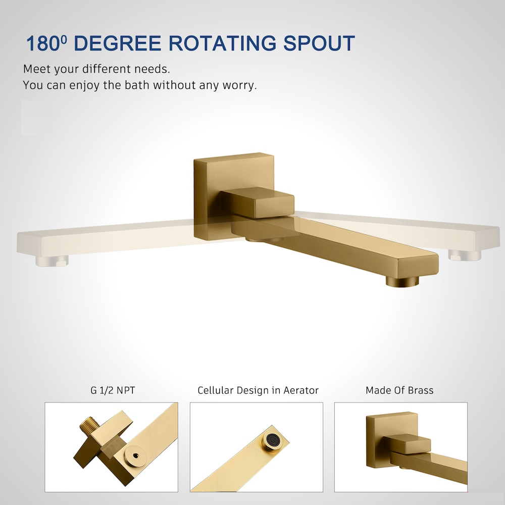 MAX Faucets – Swinging Tub Spout Filler, 10” Wall-Mounted (Brushed Gold Finish) SKU: YM-095-BG