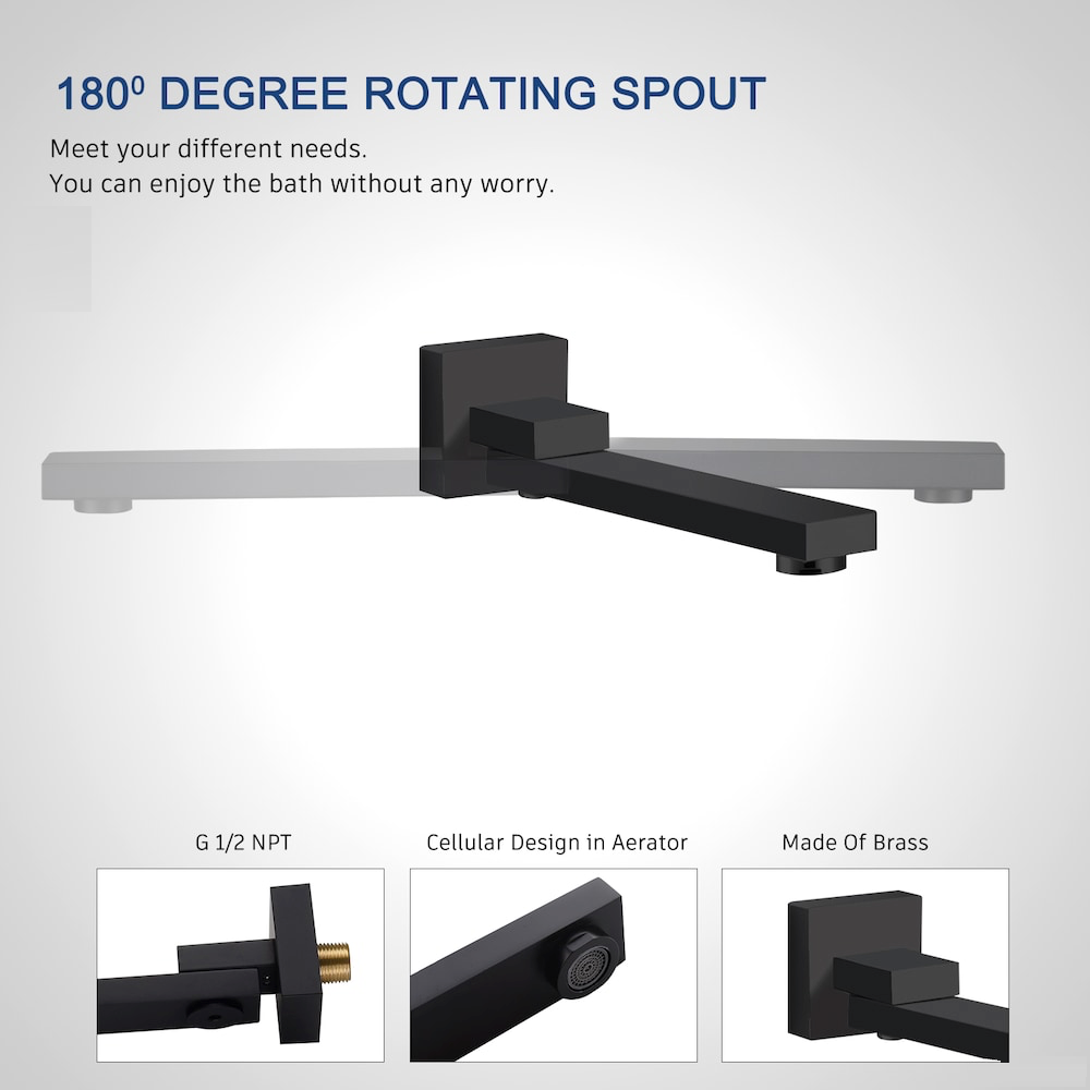 MAX Faucets – Swinging Tub Spout Filler, 10” Wall-Mounted (Matte Black Finish) SKU: YM-095-MB