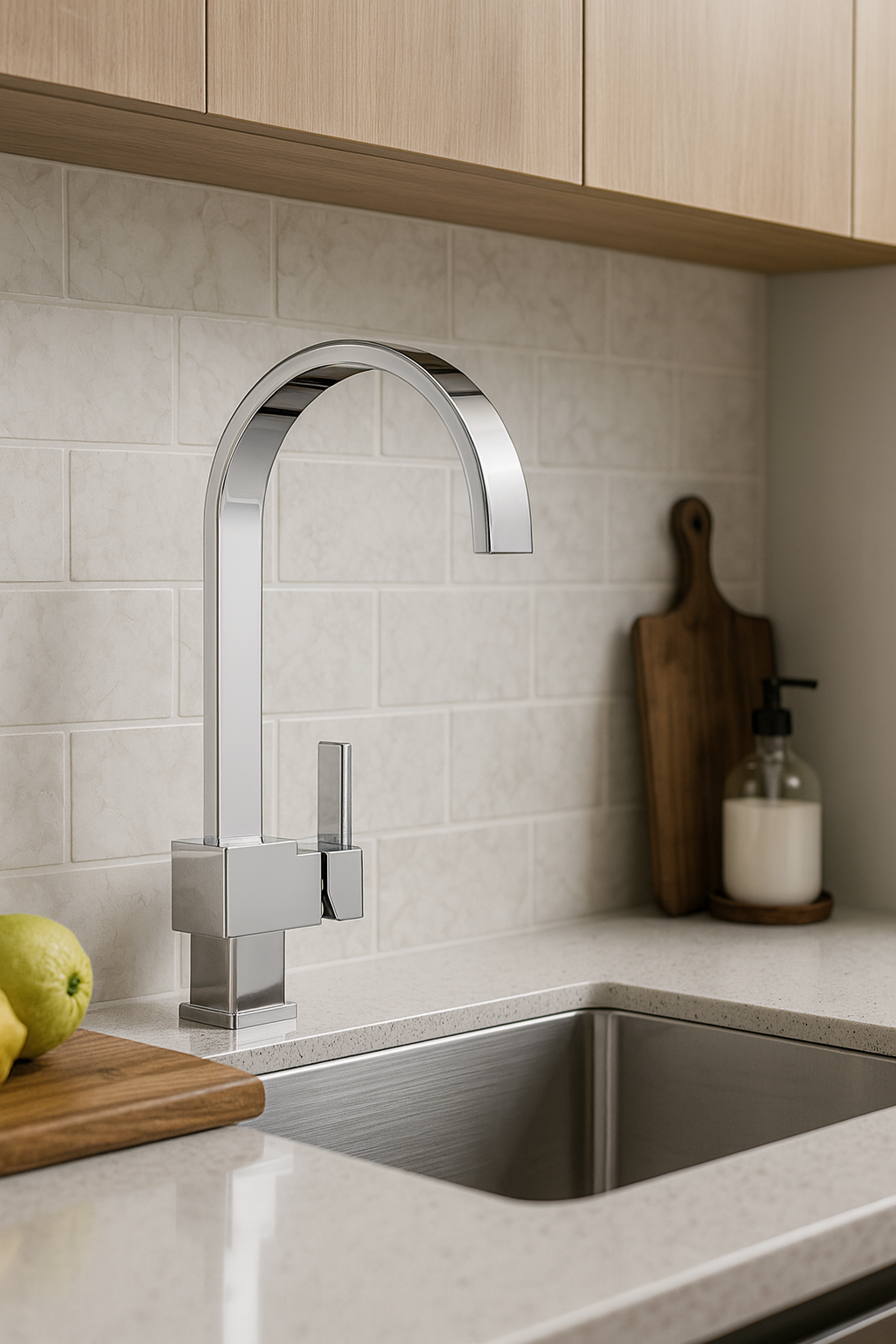 MAX Faucets Swivel Kitchen Faucet 14.5" – Single Handle, Chrome Finish, 360° Gooseneck HM-A523-C